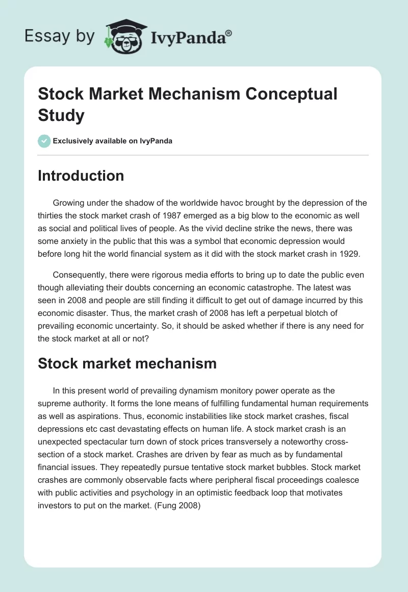 Stock Market Mechanism Conceptual Study. Page 1
