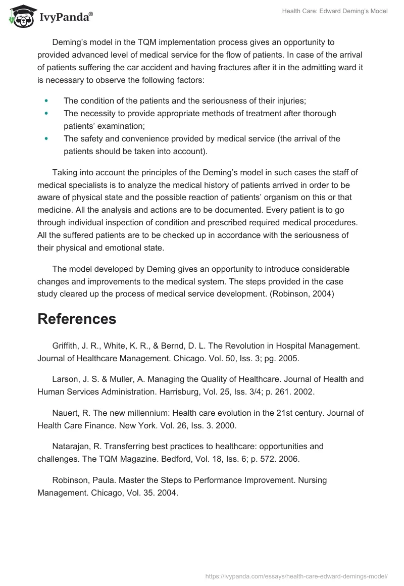 Health Care: Edward Deming’s Model. Page 2
