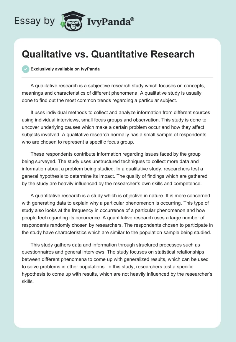 Qualitative vs. Quantitative Research. Page 1
