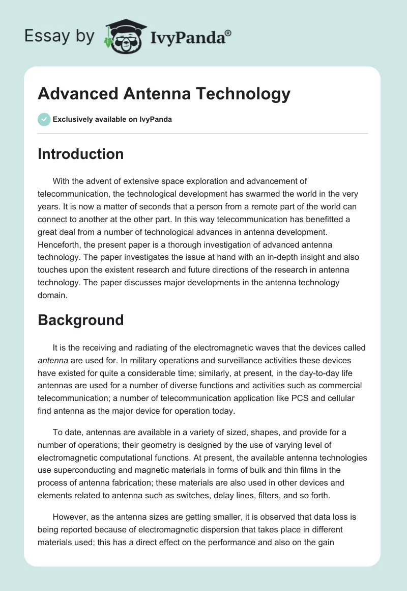 Advanced Antenna Technology. Page 1