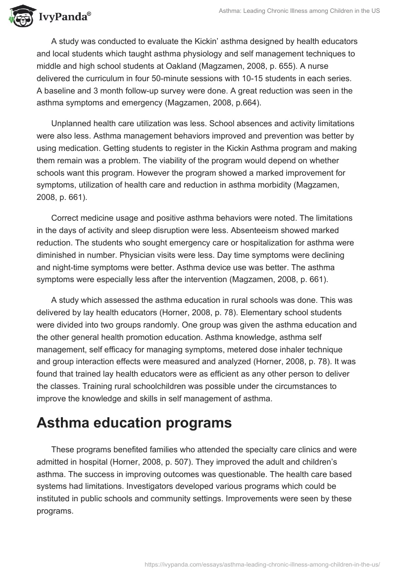 Asthma: Leading Chronic Illness Among Children in the US. Page 3