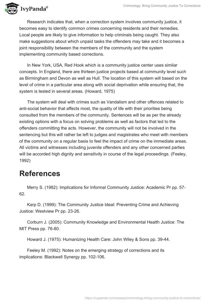 Criminology: Bring Community Justice To Corrections. Page 2