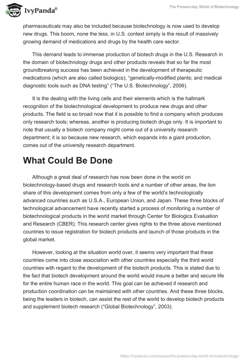 The Present-day World of Biotechnology. Page 2