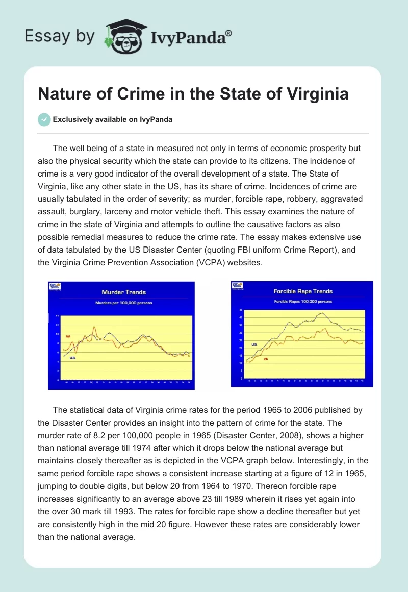 Nature of Crime in the State of Virginia. Page 1