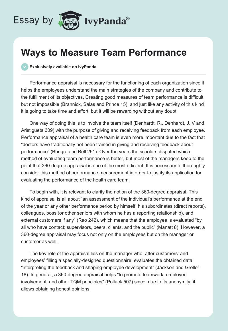 Ways to Measure Team Performance. Page 1