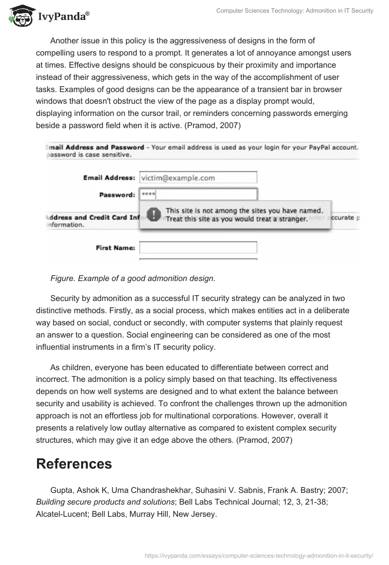 Computer Sciences Technology: Admonition in IT Security. Page 4