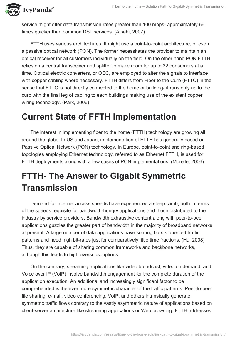 Fiber to the Home – Solution Path to Gigabit-Symmetric Transmission. Page 2