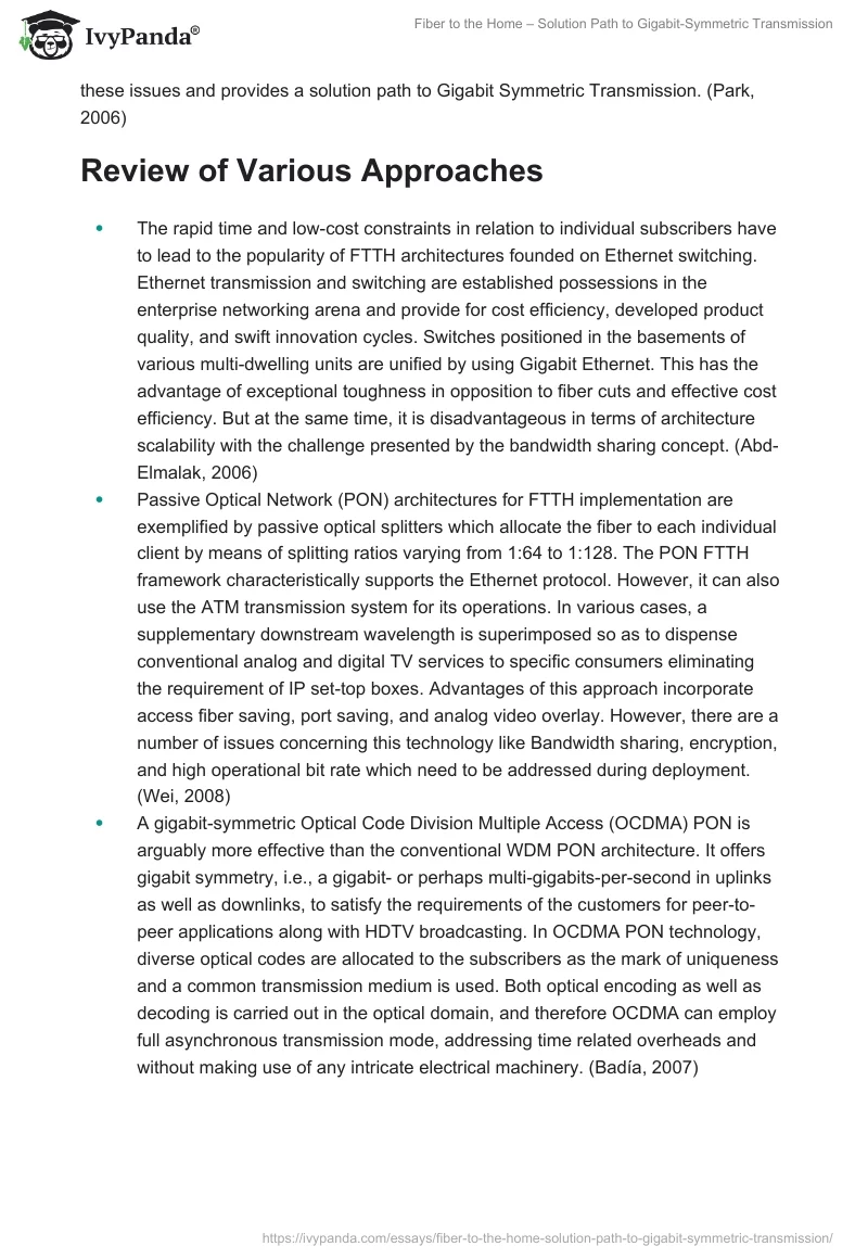 Fiber to the Home – Solution Path to Gigabit-Symmetric Transmission. Page 3