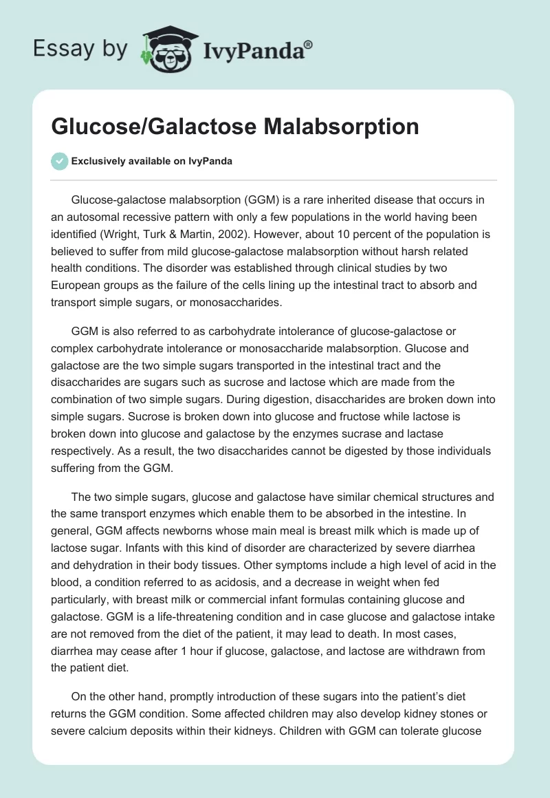 Glucose/Galactose Malabsorption. Page 1