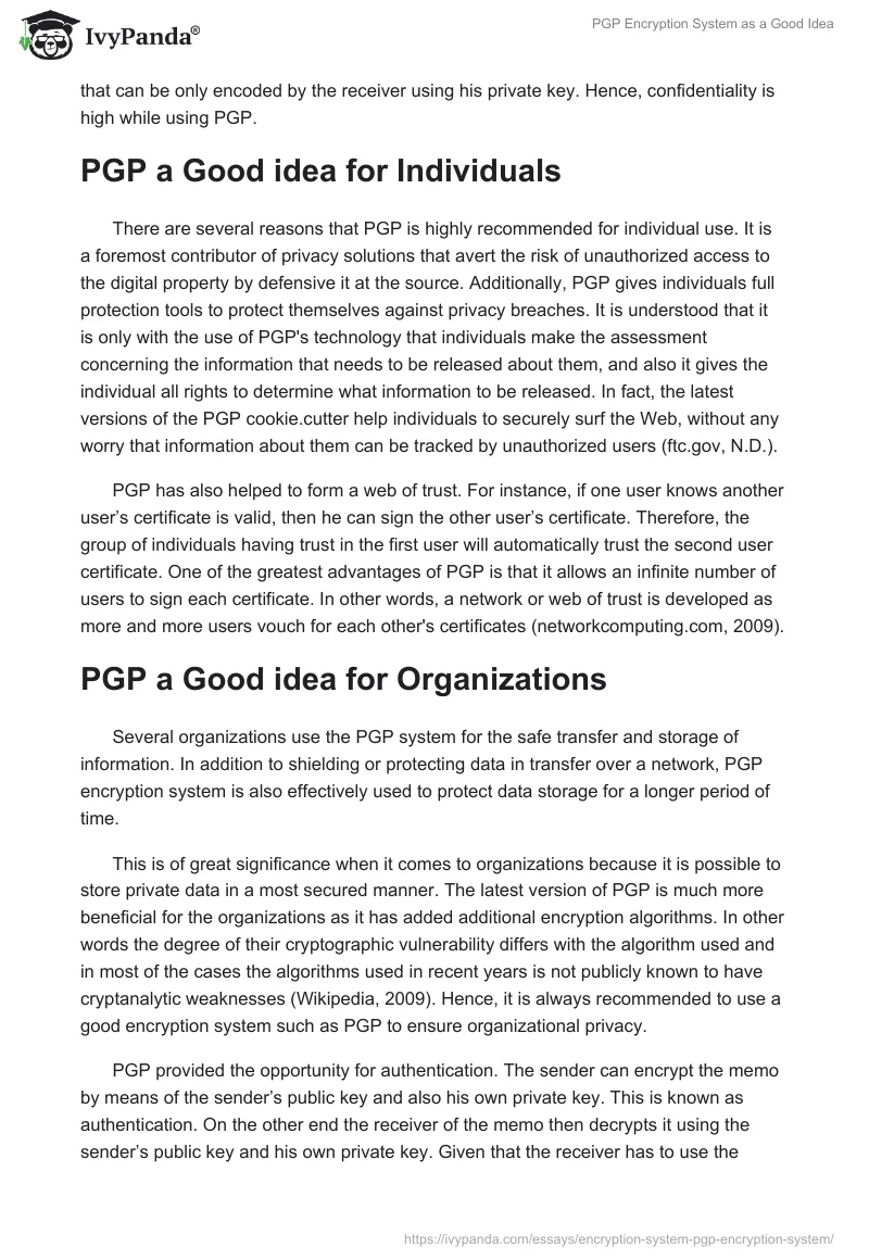 PGP Encryption System as a Good Idea. Page 2