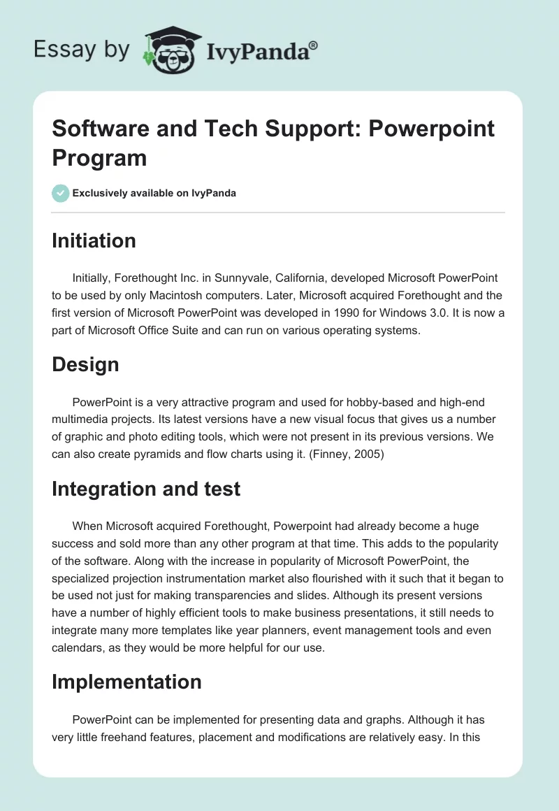 Software and Tech Support: Powerpoint Program. Page 1