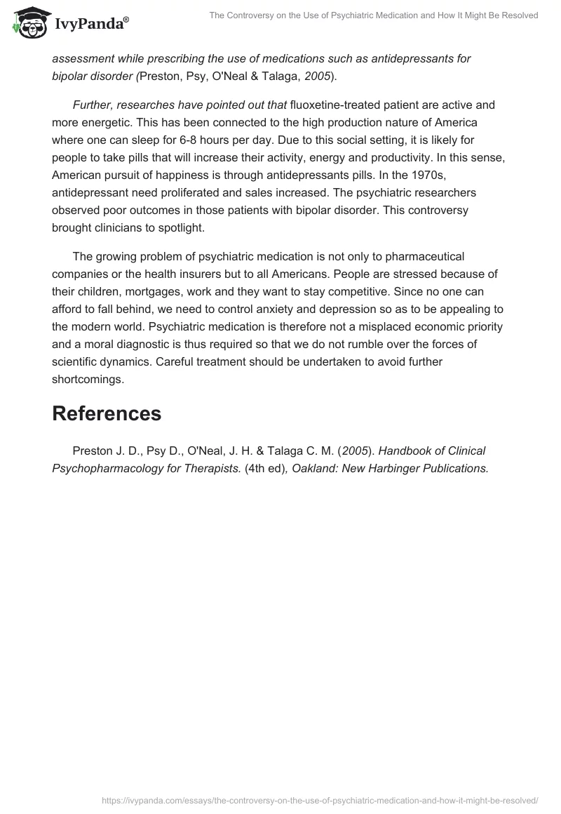 The Controversy on the Use of Psychiatric Medication and How It Might Be Resolved. Page 2
