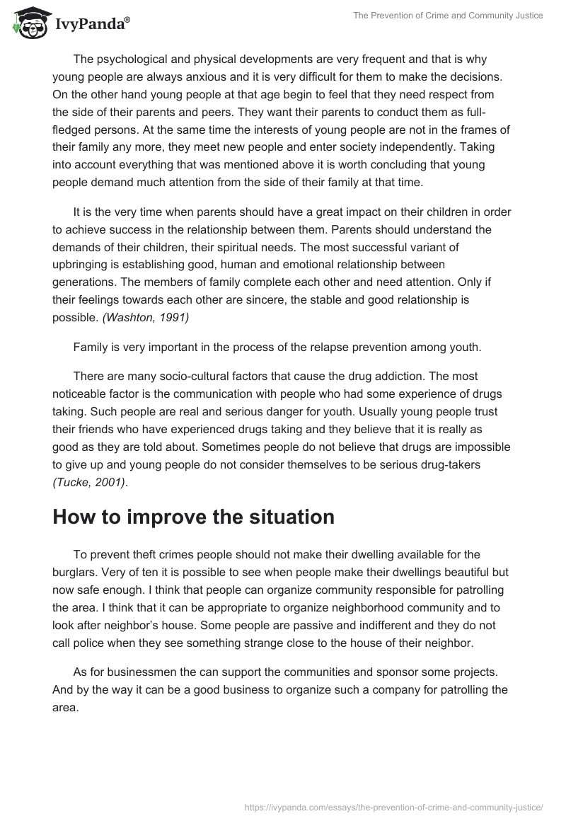 The Prevention of Crime and Community Justice. Page 2