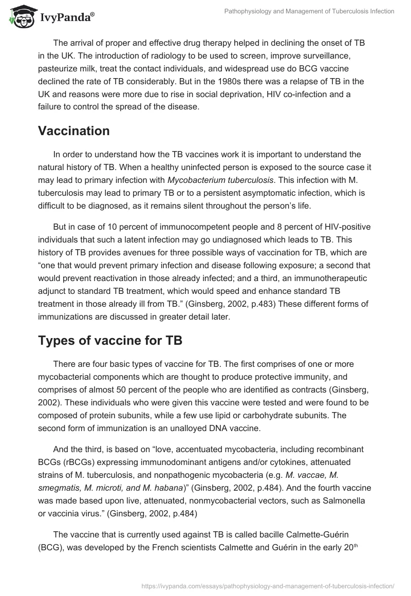 Pathophysiology and Management of Tuberculosis Infection. Page 4