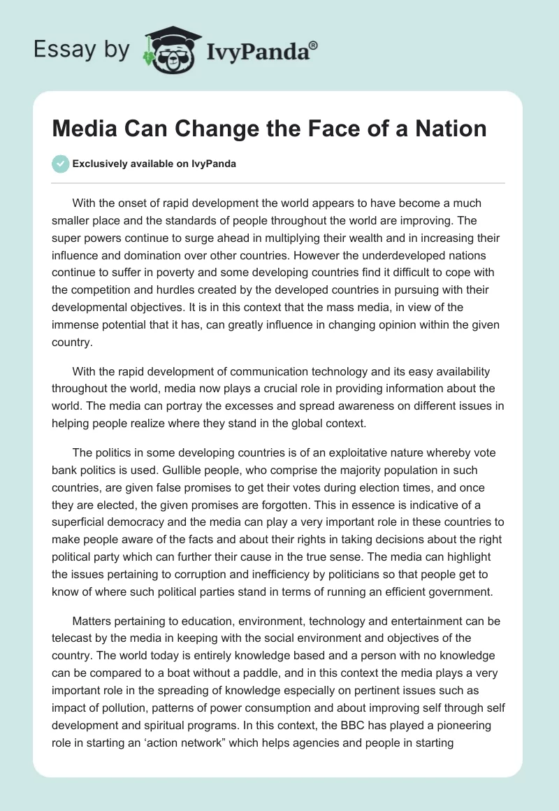 Media Can Change the Face of a Nation. Page 1