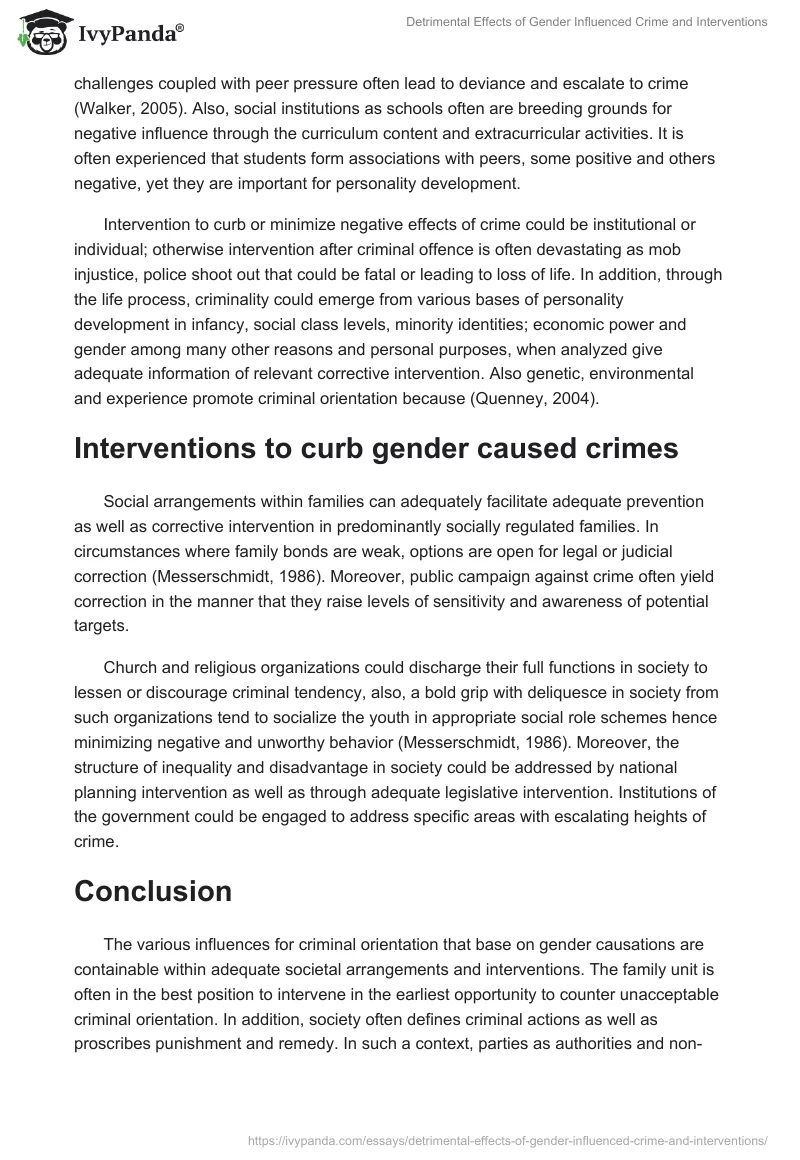 Detrimental Effects of Gender Influenced Crime and Interventions. Page 3