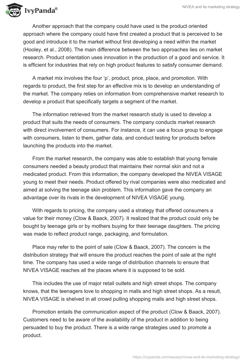 NIVEA and its marketing strategy. Page 2