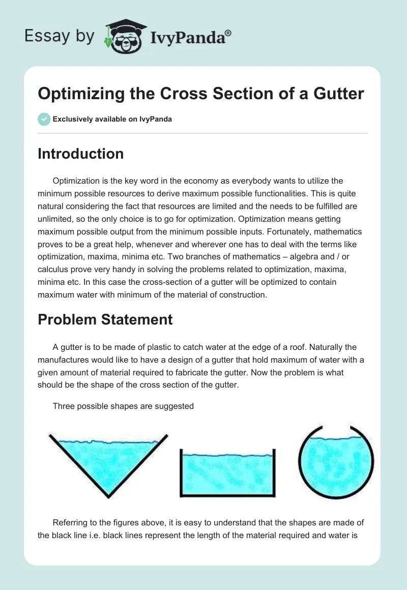 Optimizing the Cross Section of a Gutter. Page 1