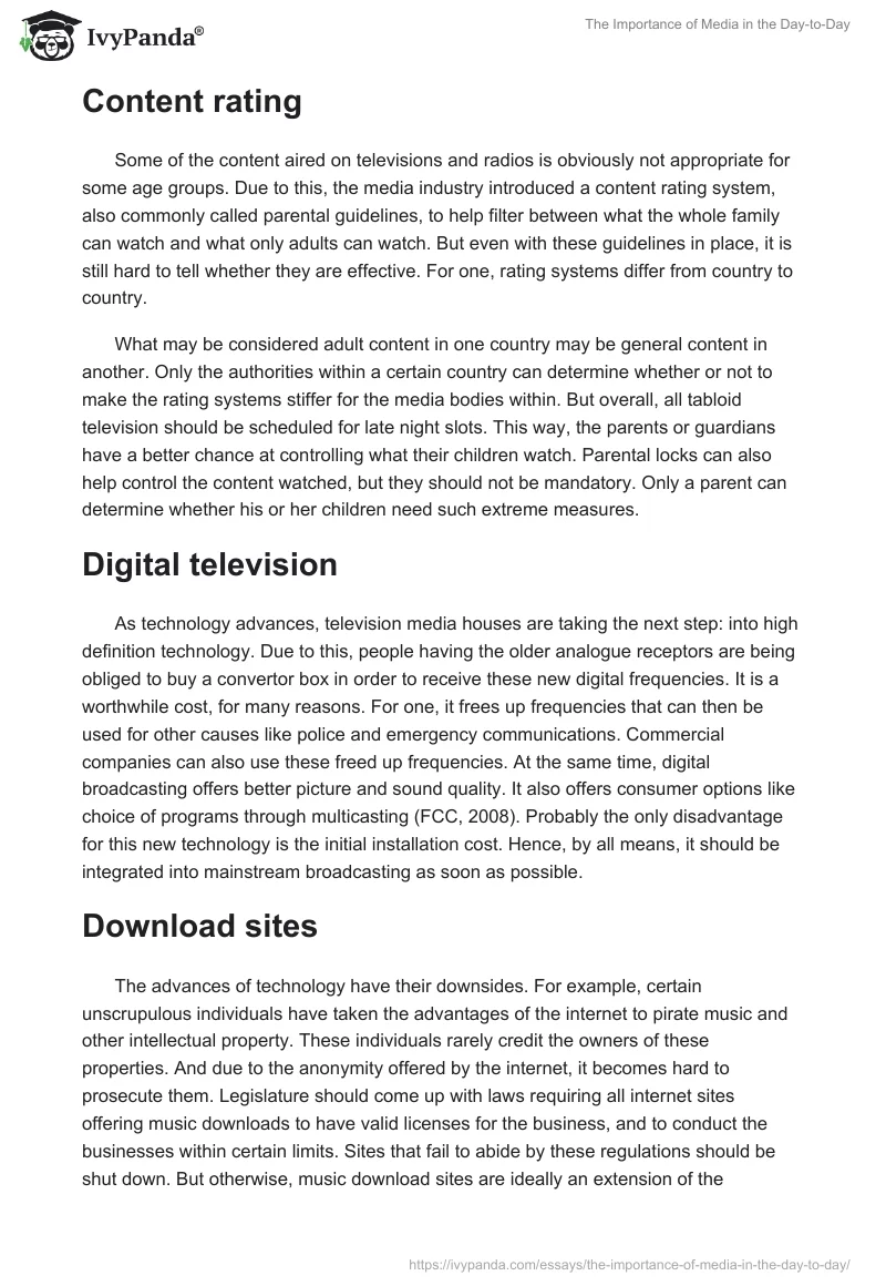 The Importance of Media in the Day-to-Day. Page 4