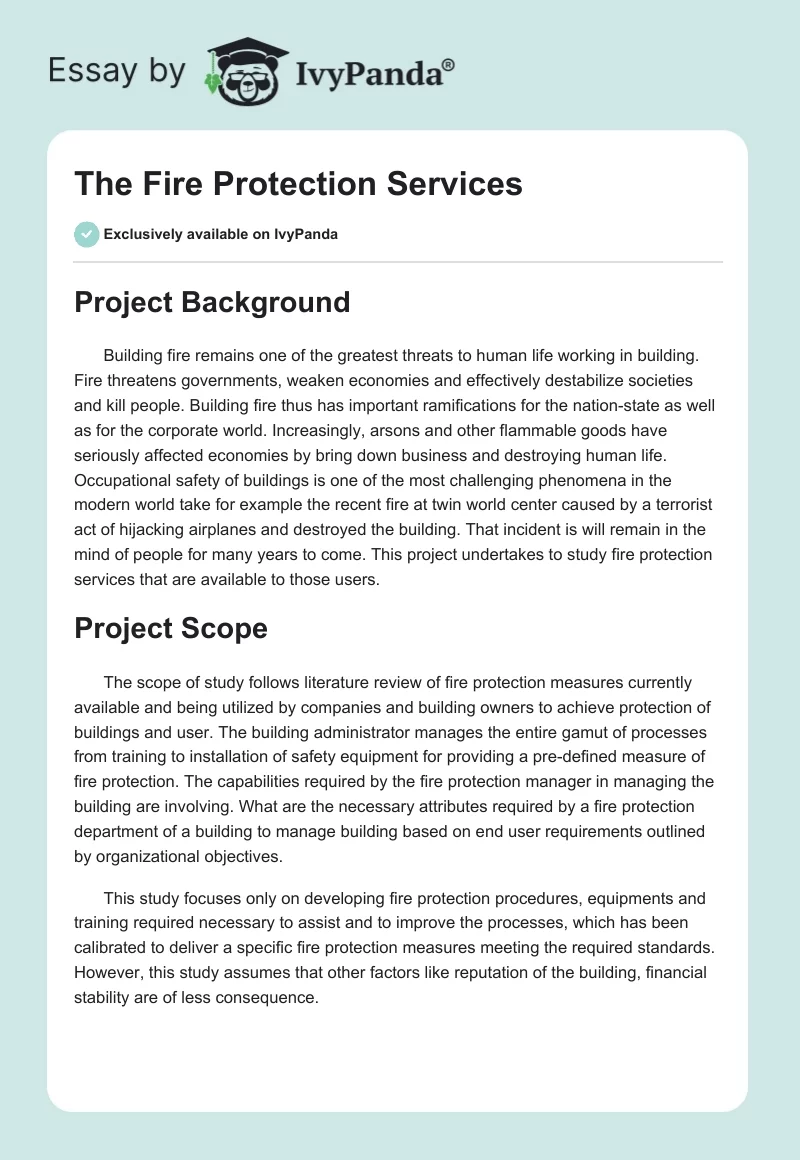 The Fire Protection Services. Page 1