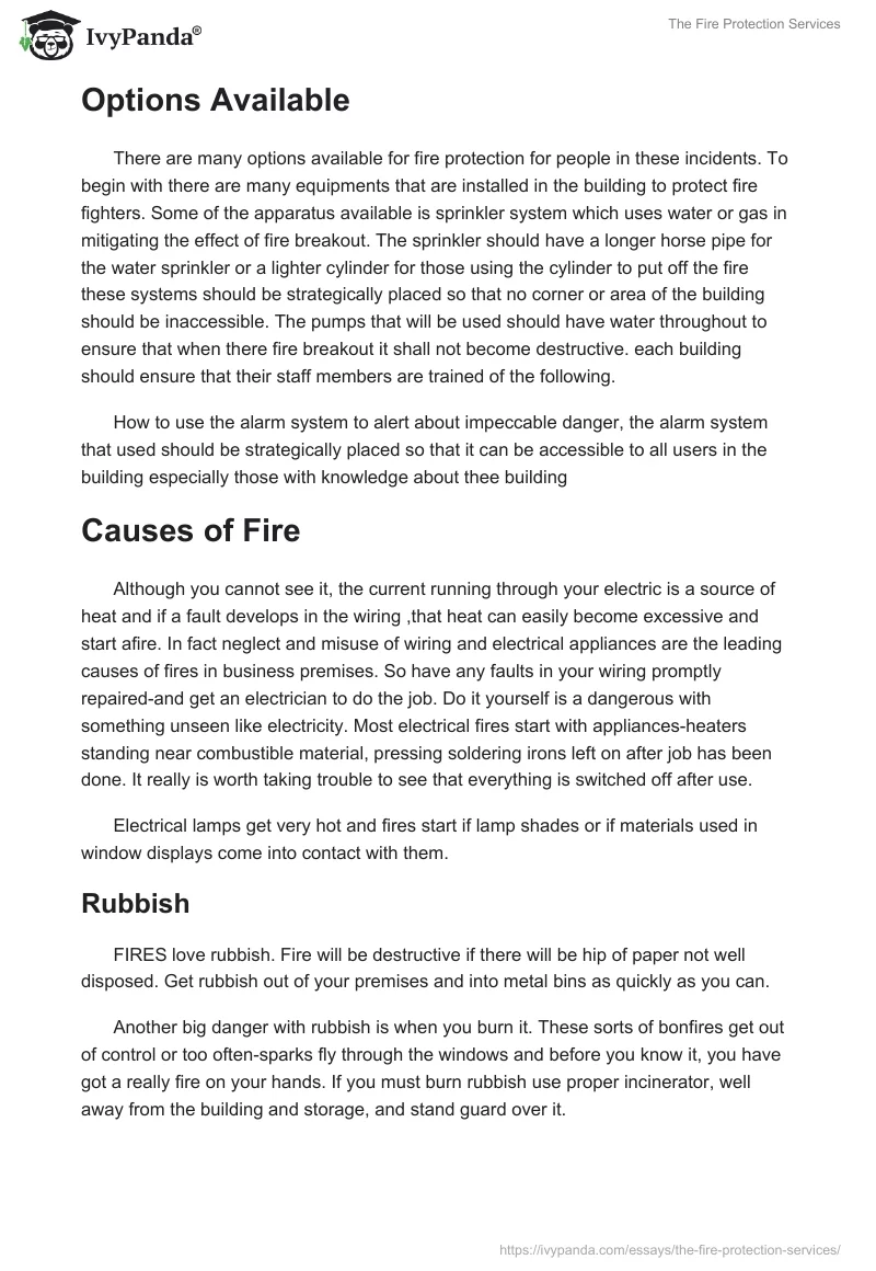 The Fire Protection Services. Page 2