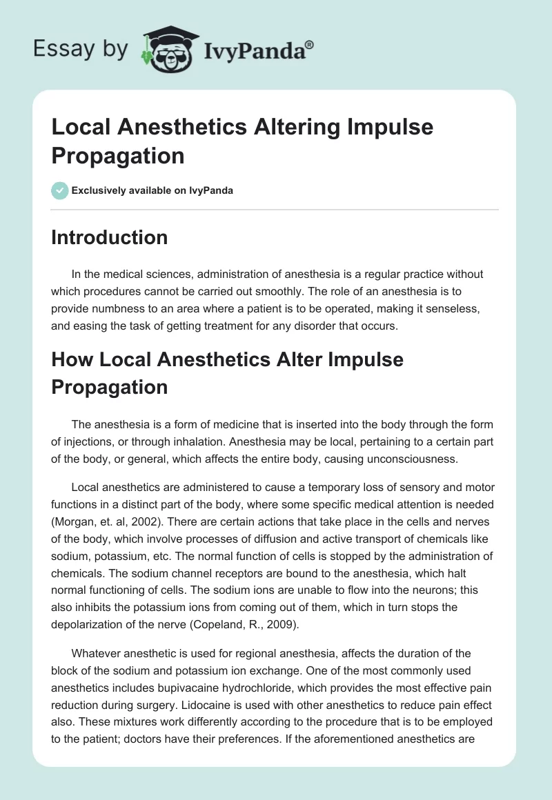 Local Anesthetics Altering Impulse Propagation. Page 1