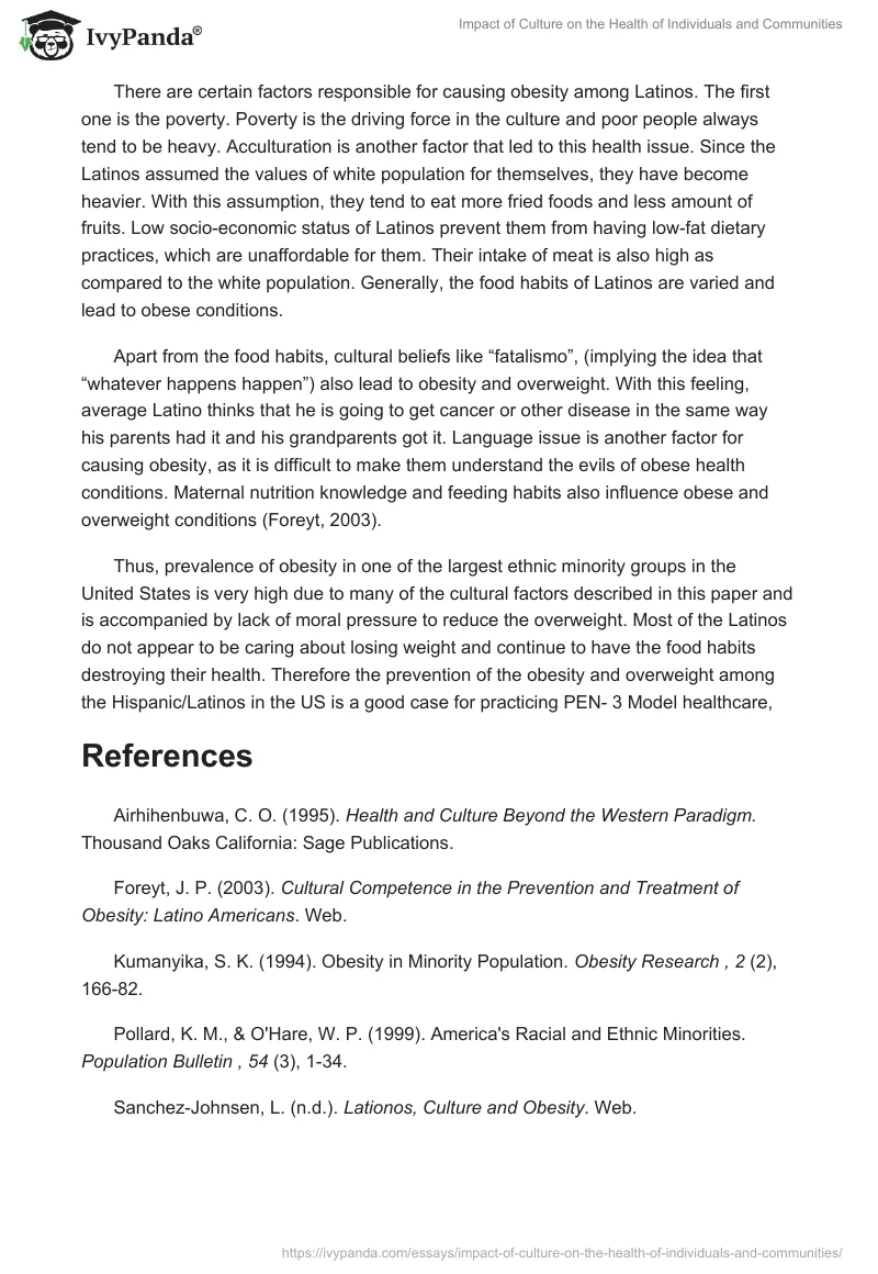 Impact of Culture on the Health of Individuals and Communities. Page 2