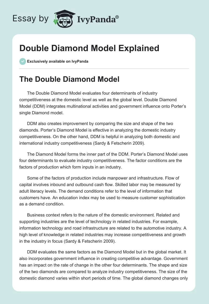 Double Diamond Model Explained. Page 1