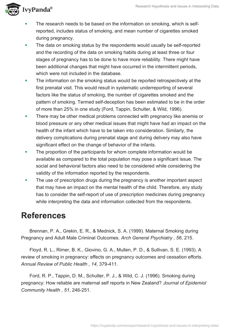 Research Hypothesis and Issues in Interpreting Data. Page 2