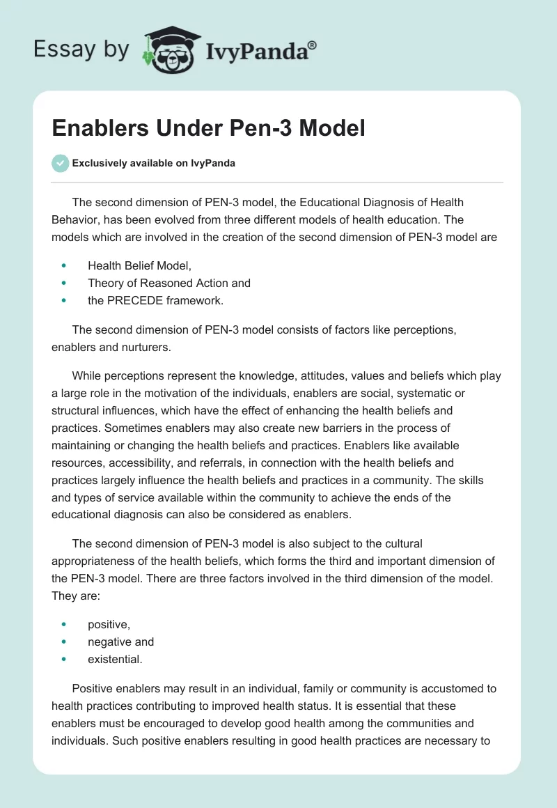 Enablers Under Pen-3 Model. Page 1