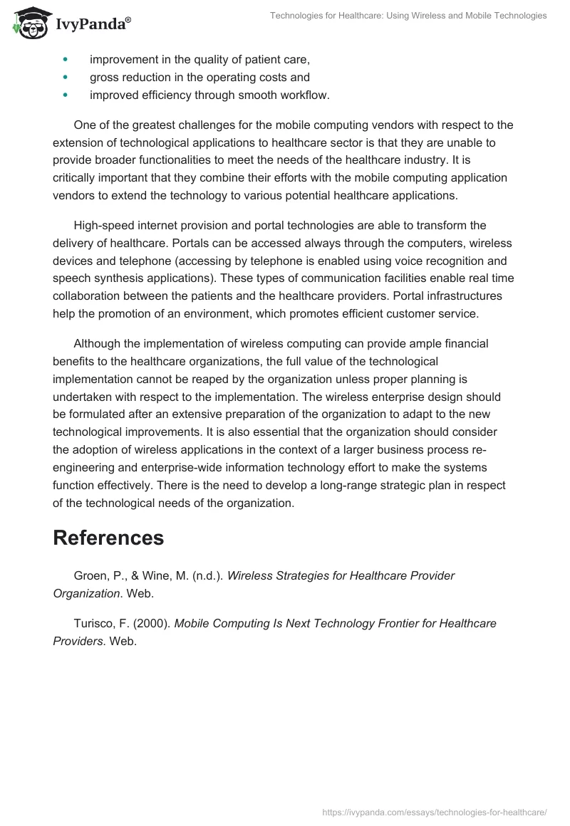 Technologies for Healthcare: Using Wireless and Mobile Technologies. Page 2
