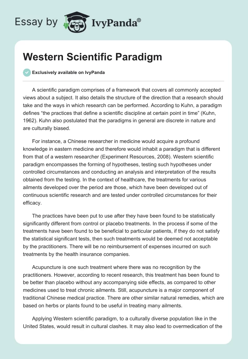 Western Scientific Paradigm. Page 1