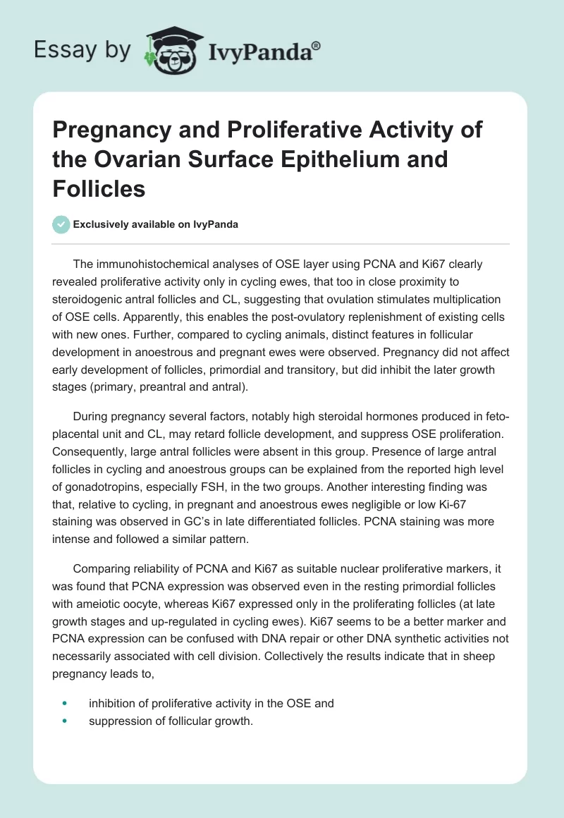 Pregnancy and Proliferative Activity of the Ovarian Surface Epithelium and Follicles. Page 1