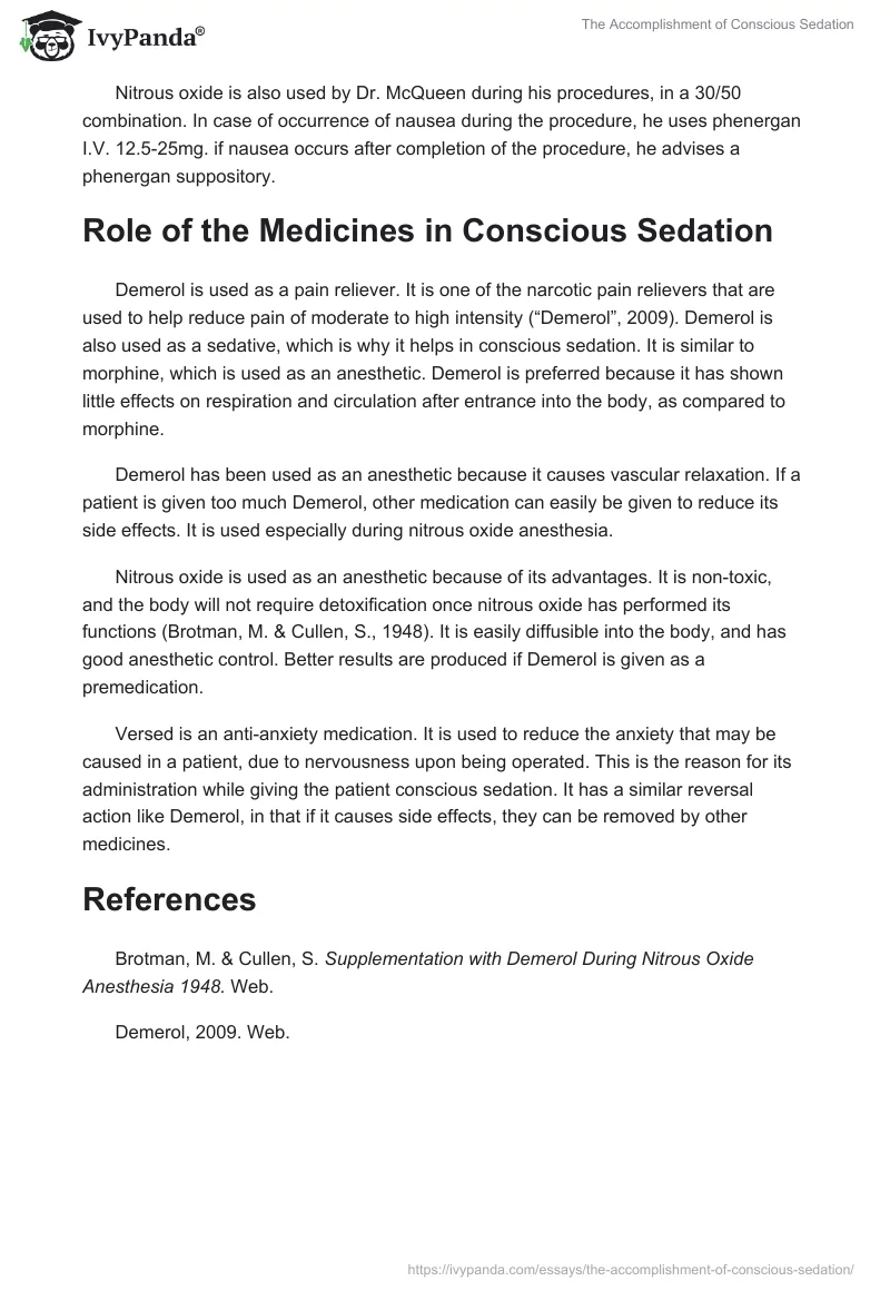 The Accomplishment of Conscious Sedation. Page 2