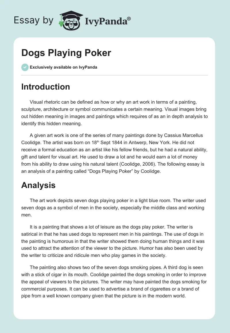 Dogs Playing Poker. Page 1