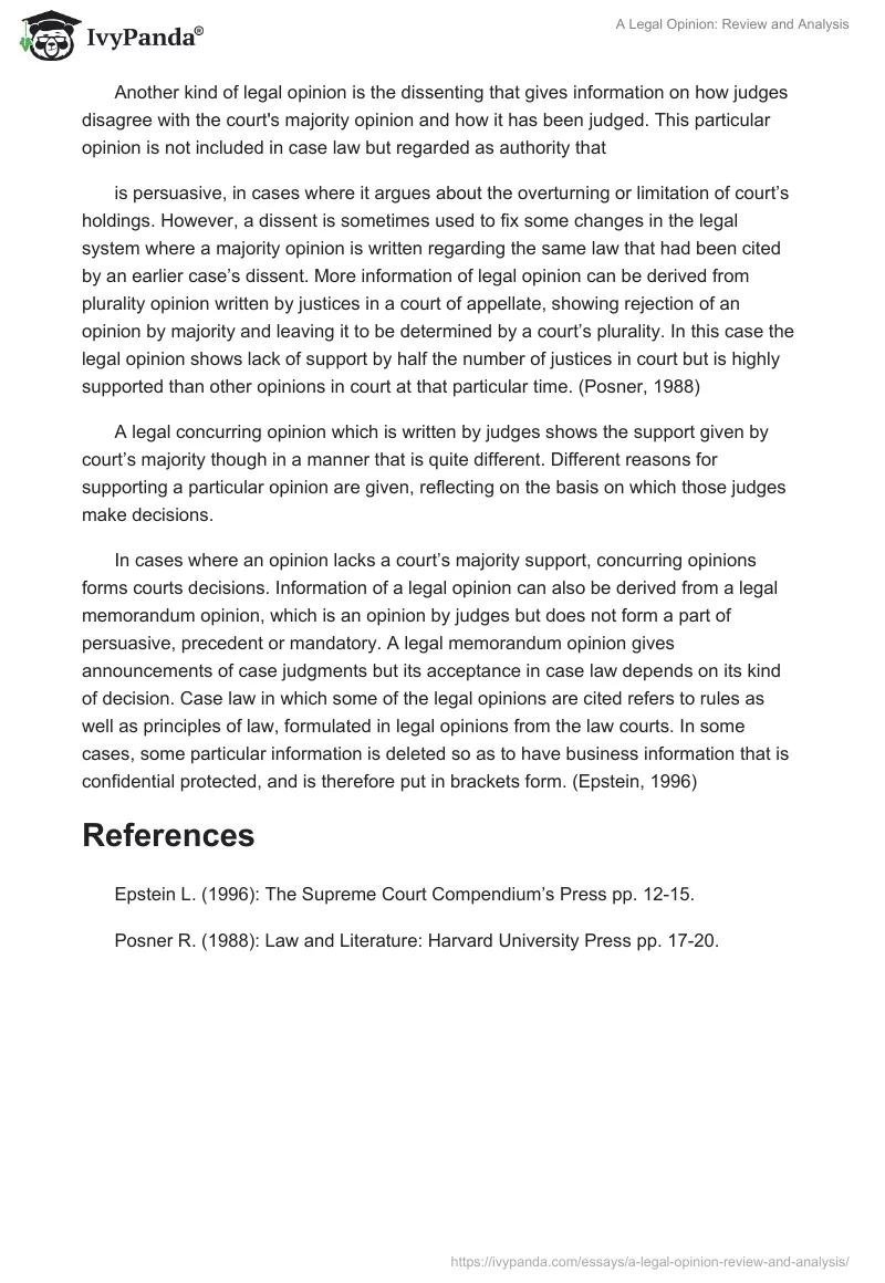 A Legal Opinion: Review and Analysis. Page 2
