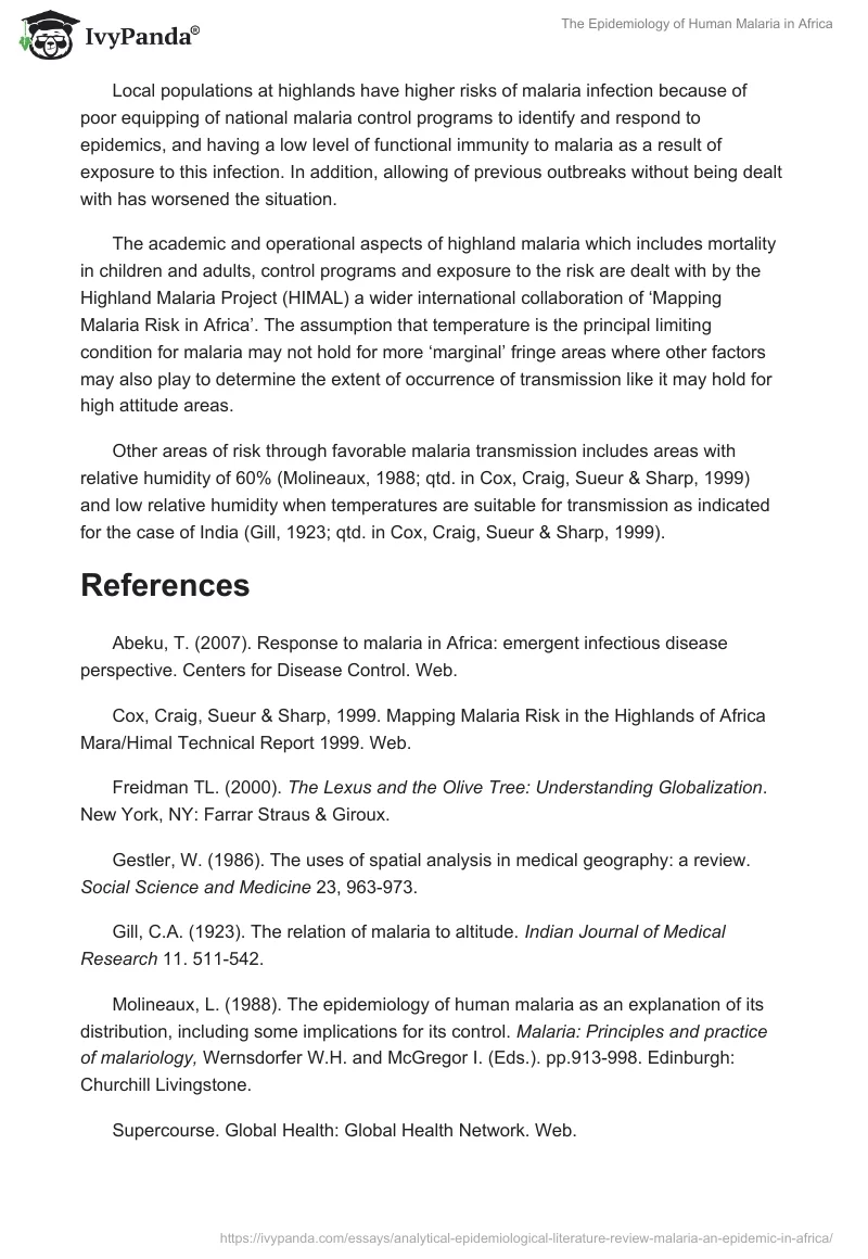 The Epidemiology of Human Malaria in Africa. Page 4