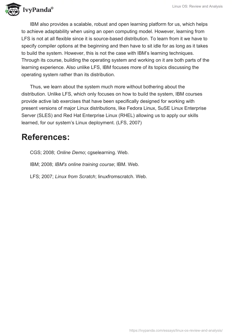 Linux OS: Review and Analysis. Page 2
