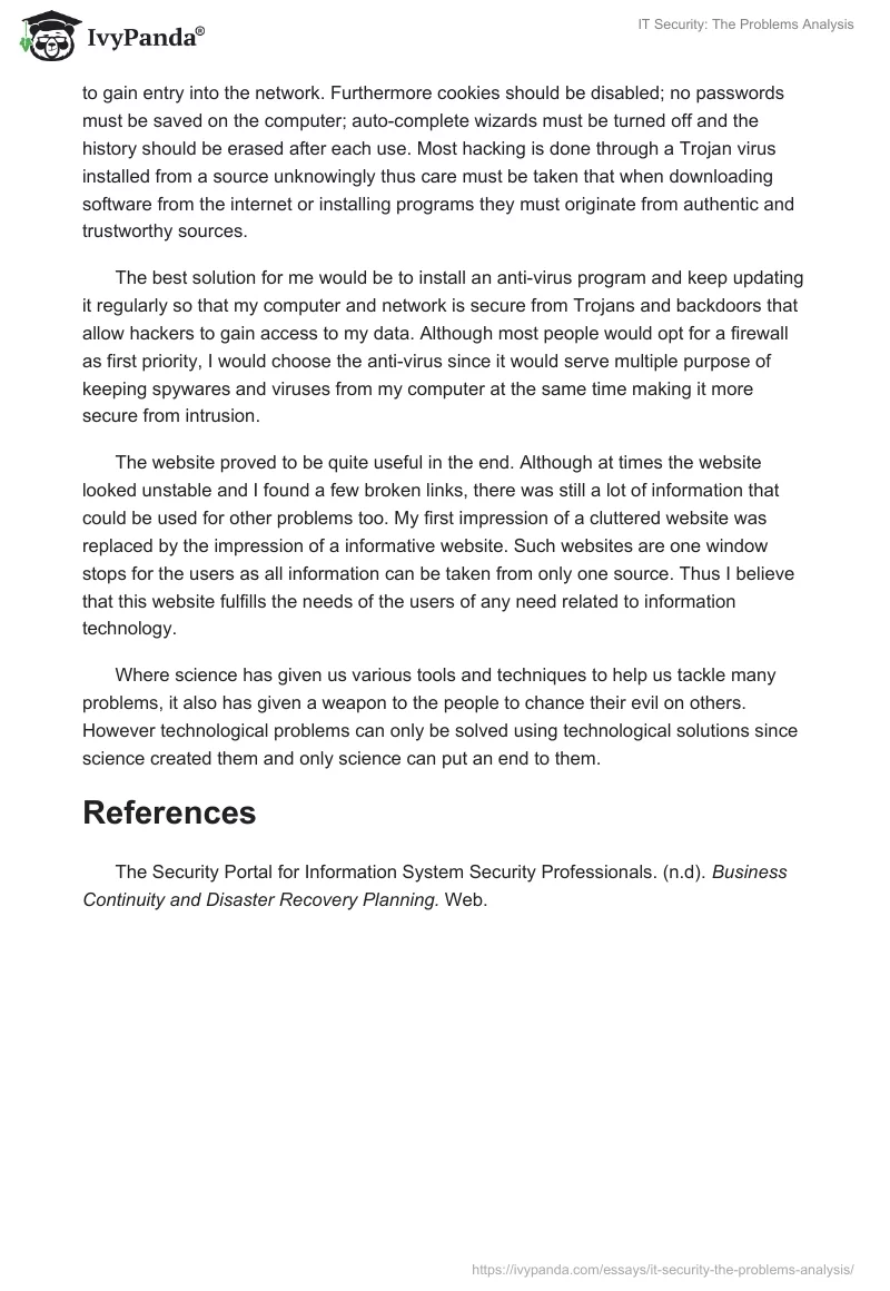 IT Security: The Problems Analysis. Page 2