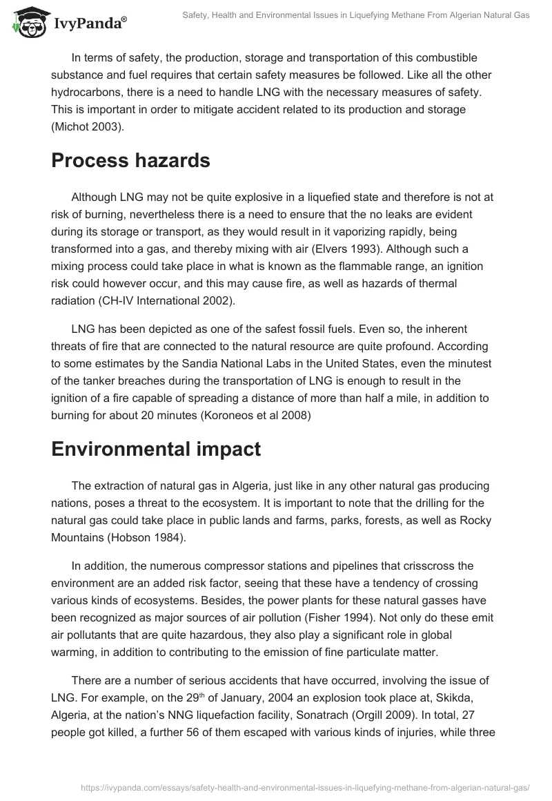 Safety, Health and Environmental Issues in Liquefying Methane From Algerian Natural Gas. Page 2
