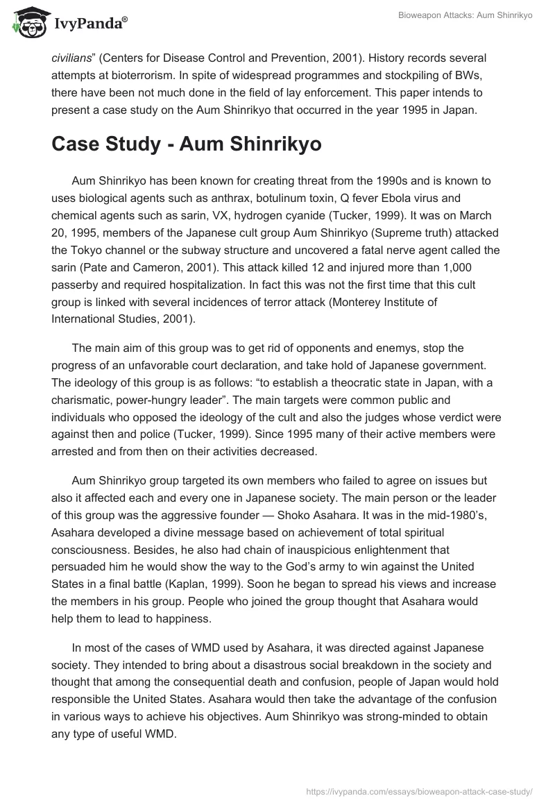 Bioweapon Attacks: Aum Shinrikyo. Page 2
