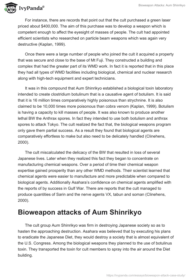Bioweapon Attacks: Aum Shinrikyo. Page 3