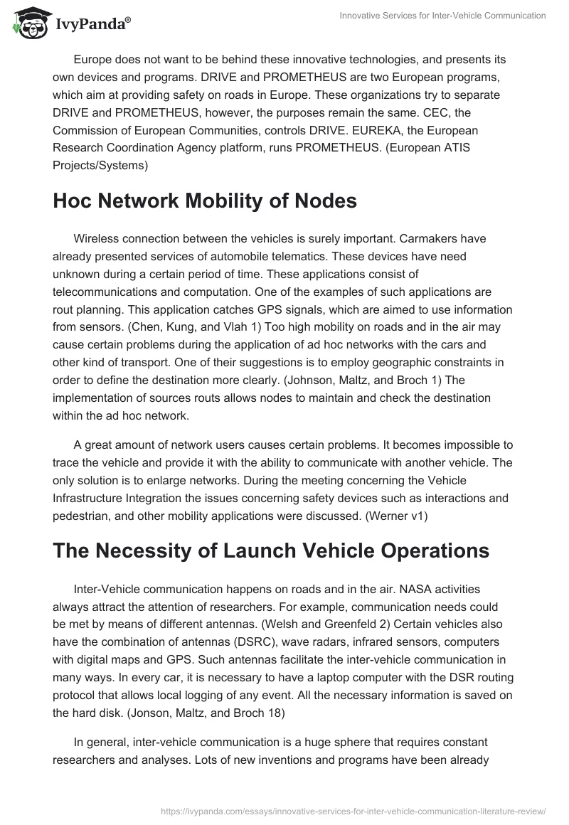 Innovative Services for Inter-Vehicle Communication. Page 3