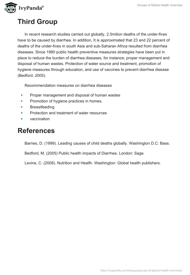 Groups of Global Health Overview. Page 3