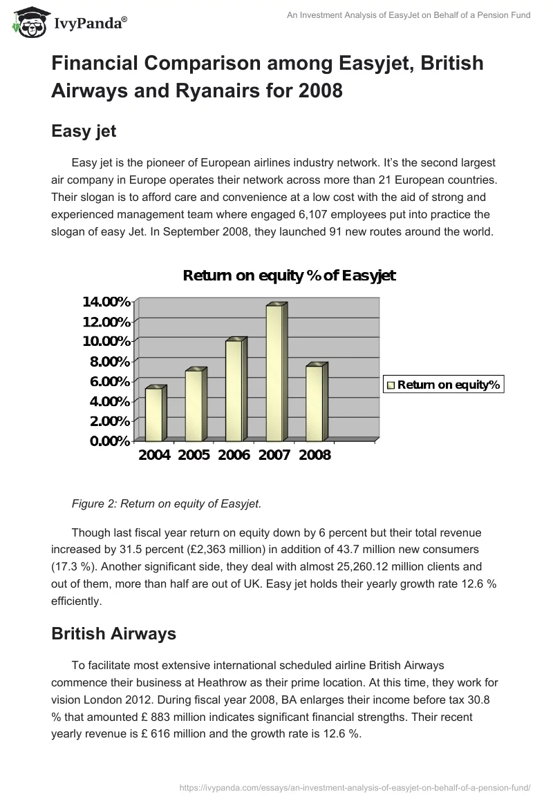 An Investment Analysis of EasyJet on Behalf of a Pension Fund. Page 4
