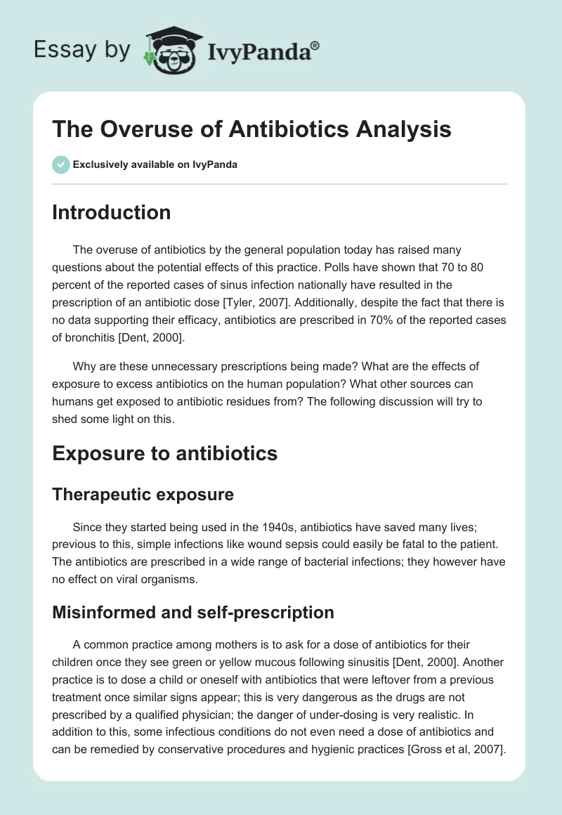The Overuse of Antibiotics Analysis. Page 1