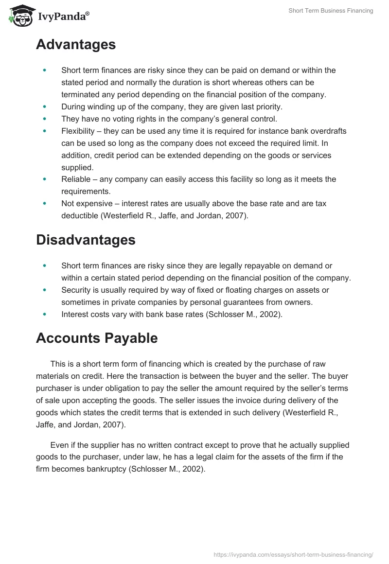 Short Term Business Financing. Page 2