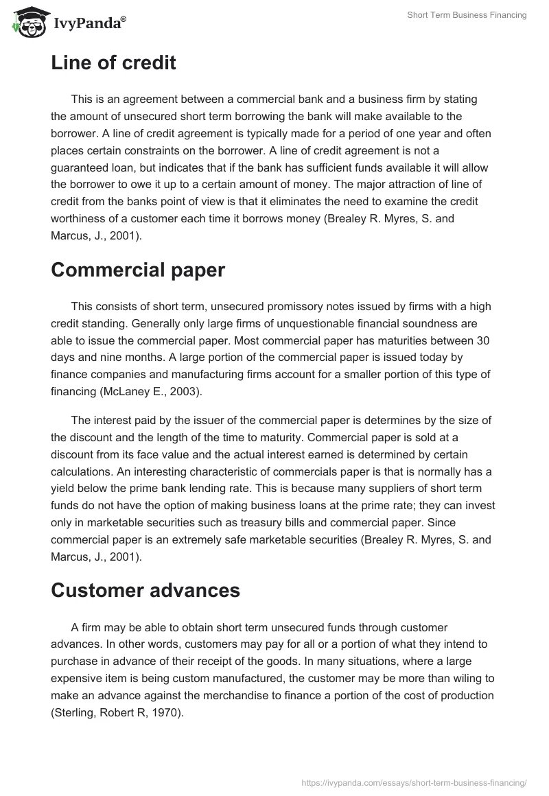 Short Term Business Financing. Page 4