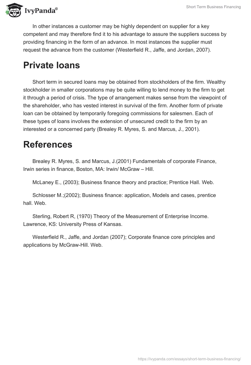 Short Term Business Financing. Page 5