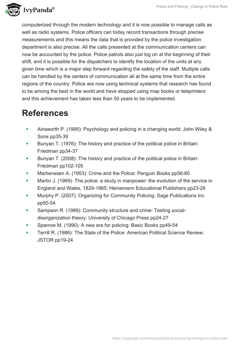 Police and Policing - Change in Police Role. Page 5